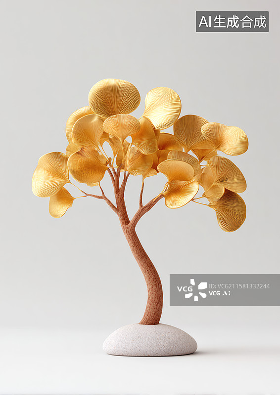 【AI数字艺术】一棵金色的摇钱树图片素材