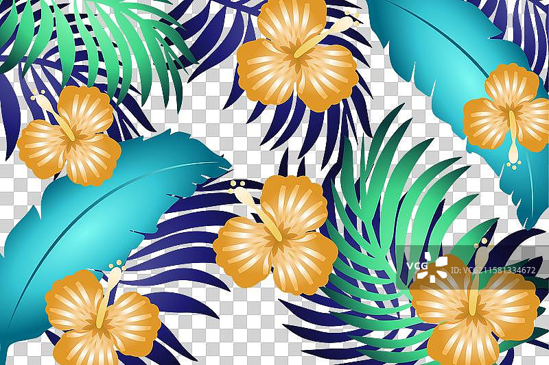 手绘热带背景图片素材