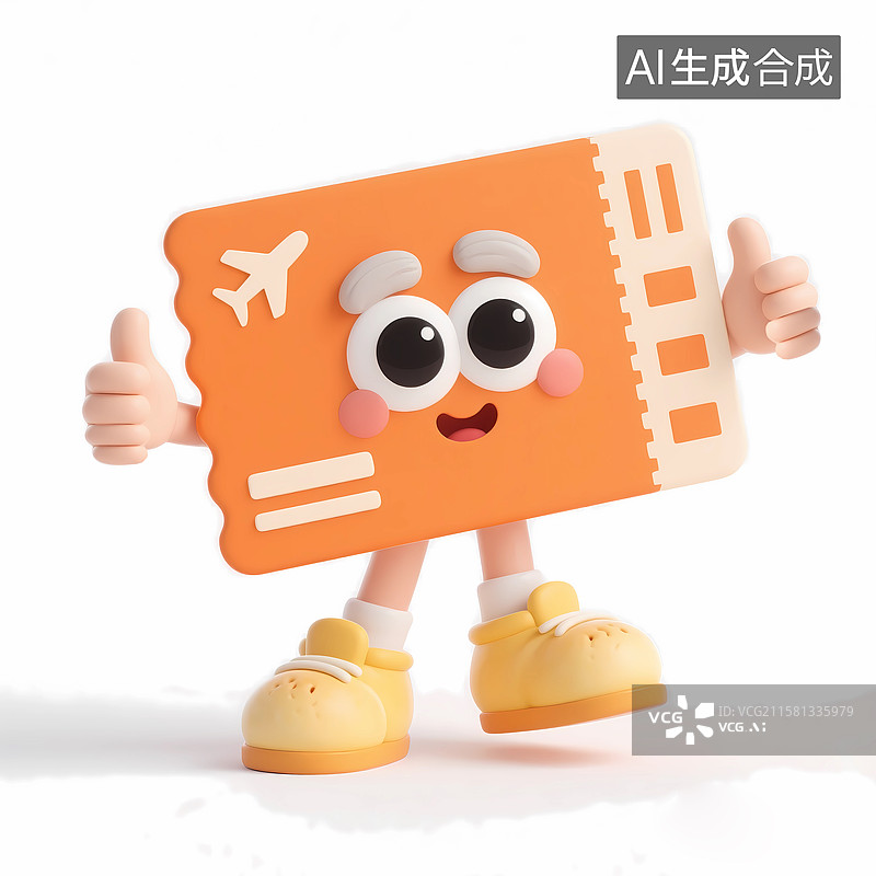 【AI数字艺术】卡通3d机票订票门票拟人图片素材