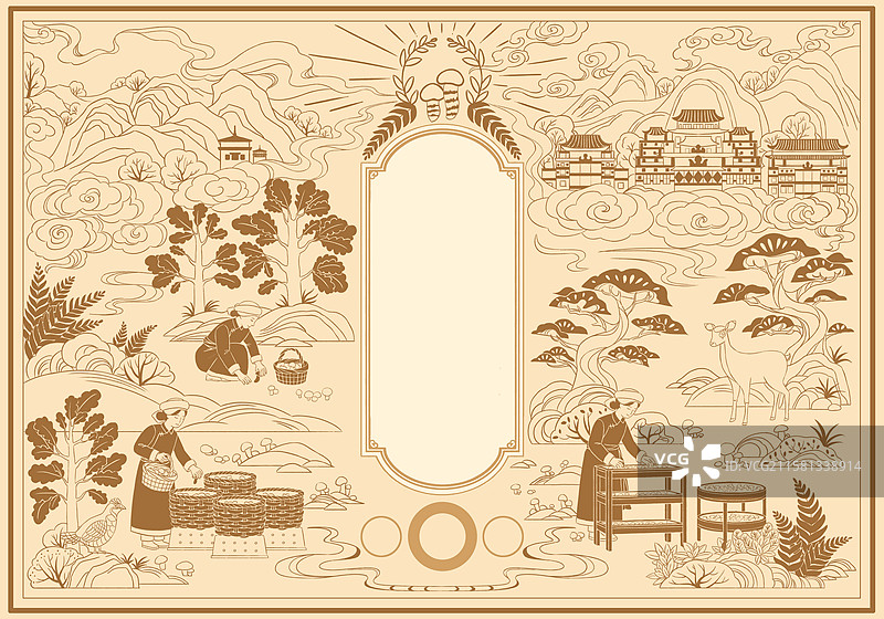 国潮手绘松茸素材插画包装图片素材