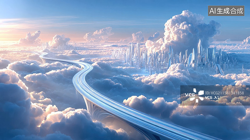 【AI数字艺术】云端未来城市图片素材