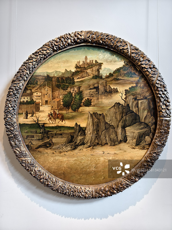 归属为巴尔托罗密欧·蒙塔尼亚 (1450年頃-1523年) 看得见城堡的风景 15世紀末-16世紀初图片素材