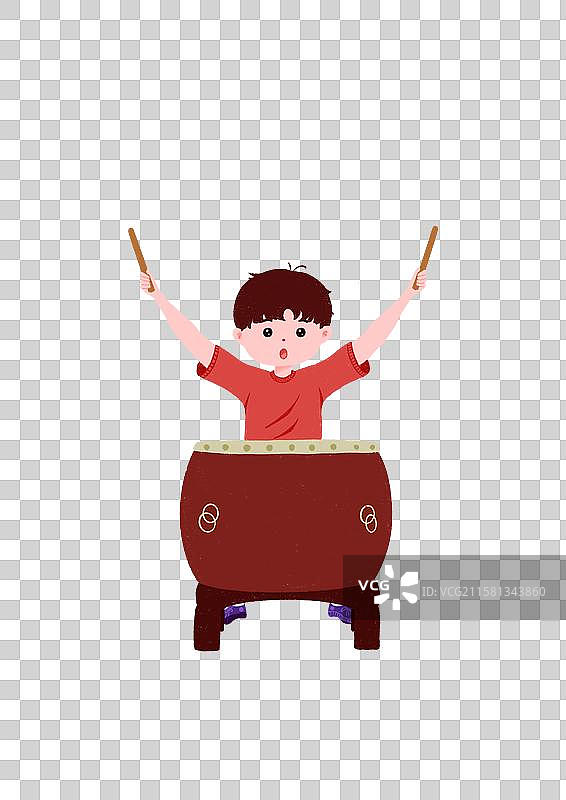 小男孩打鼓加油助威小素材图片素材