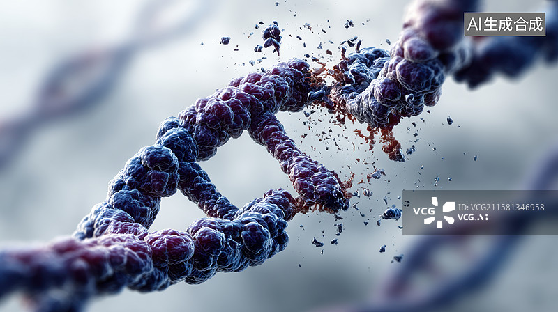 【AI数字艺术】DNA双螺旋结构的分解瞬间图片素材