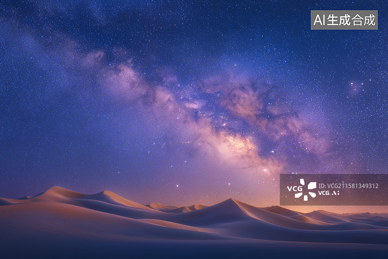 【AI数字艺术】夜晚沙漠银河图片素材