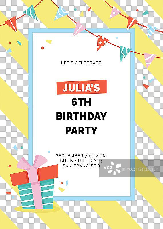 扁平设计生日邀请模板图片素材