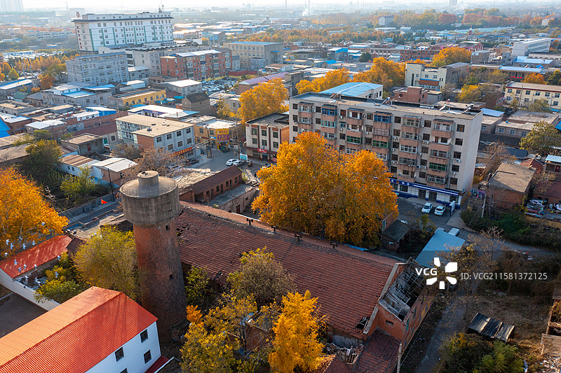 河南郑州荥阳老城风貌、航拍城中村现状、县城老城区城市更新图片素材