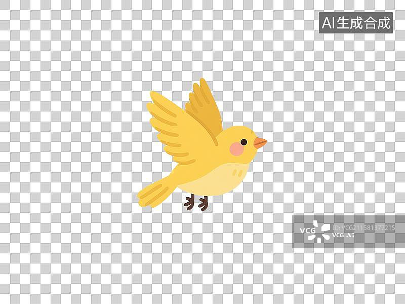 【AI数字艺术】黄绿白三色可爱飞动小鸟卡通插画图片素材