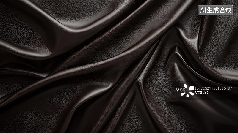 【AI数字艺术】黑色柔顺丝滑绸缎丝绸布料质感纹理背景图片素材