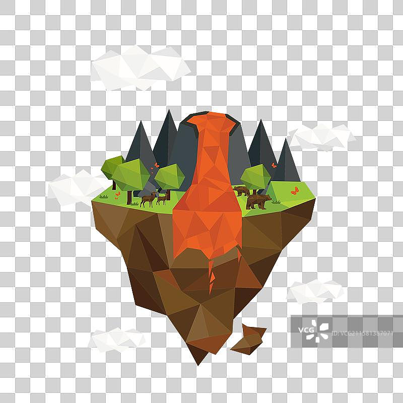 多边形火山喷发图片素材
