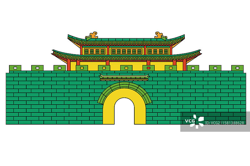 寿县城墙，古城墙，矢量插画图片素材