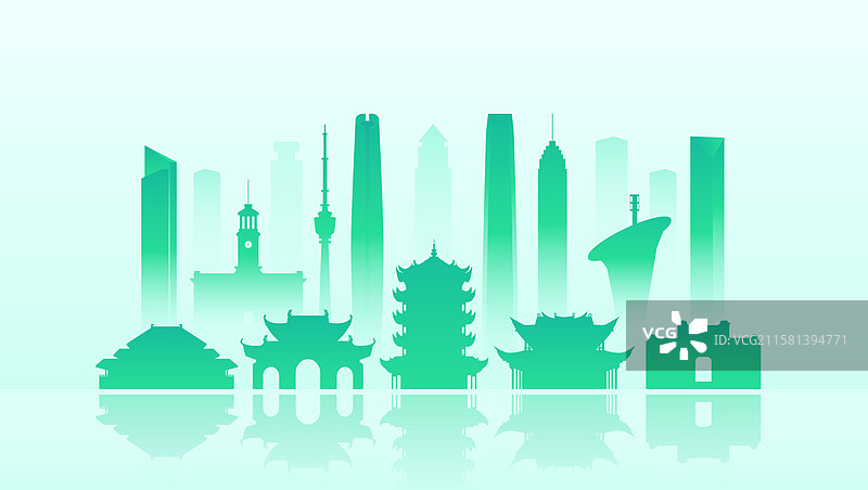 武汉绿色环保文明城市矢量插画图片素材