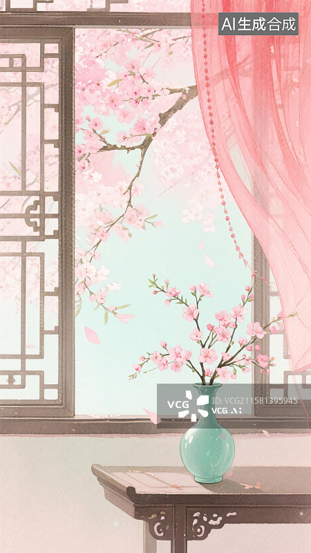 【AI数字艺术】古风插画窗绮梦图片素材