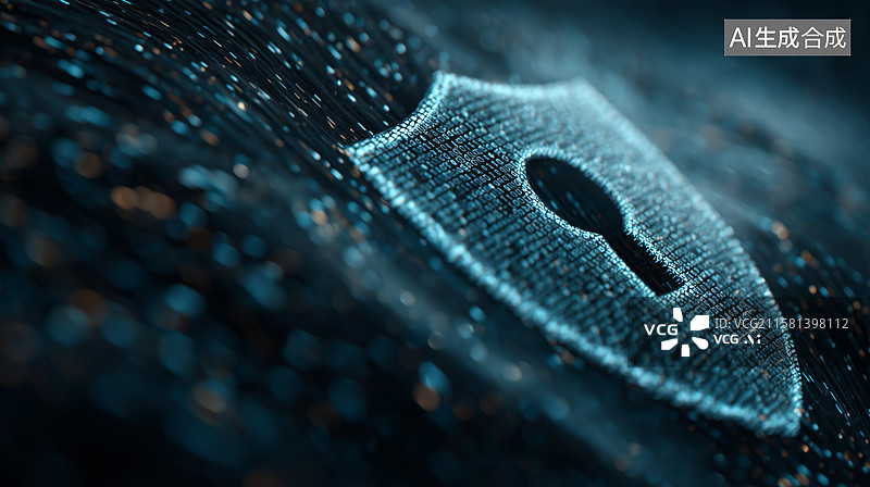 【AI数字艺术】科技粒子效果图的盾牌图片素材