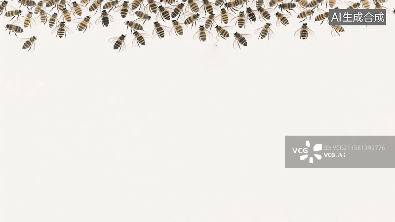 【AI数字艺术】水墨画蜜蜂背景居上图片素材