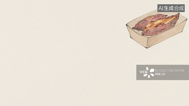 【AI数字艺术】水墨画烤红薯背景右上图片素材