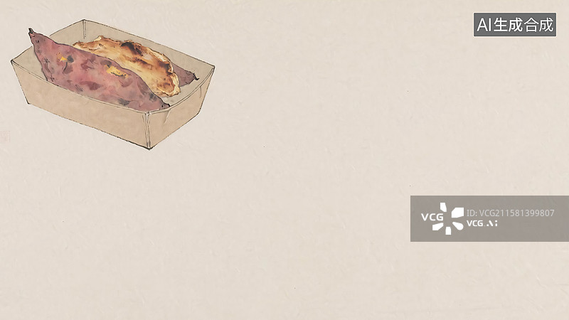 【AI数字艺术】水墨画烤红薯背景左上图片素材