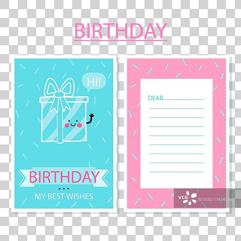 可爱的粉彩色调生日卡片图片素材