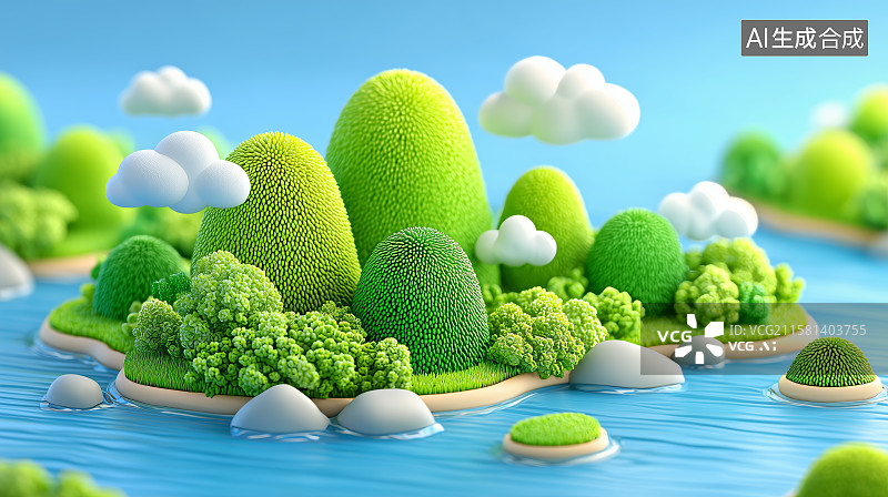 【AI数字艺术】梦幻岛屿与碧蓝海水图片素材