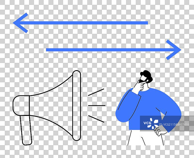 男人思考用扩音器进行沟通图片素材