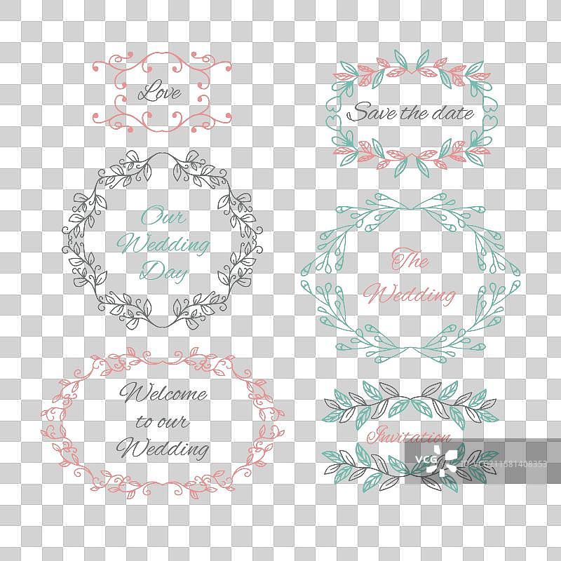 柔和色调的婚礼标签图片素材