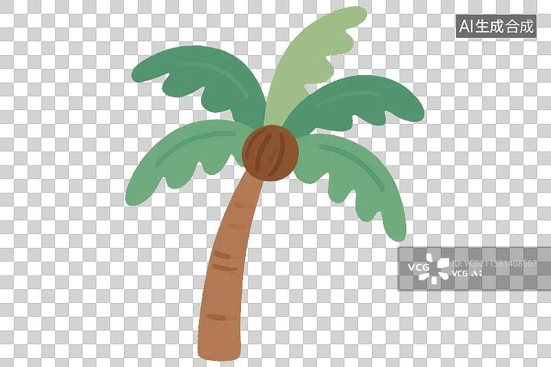 【AI数字艺术】3D渲染免抠图形元素卡通椰子树图片素材