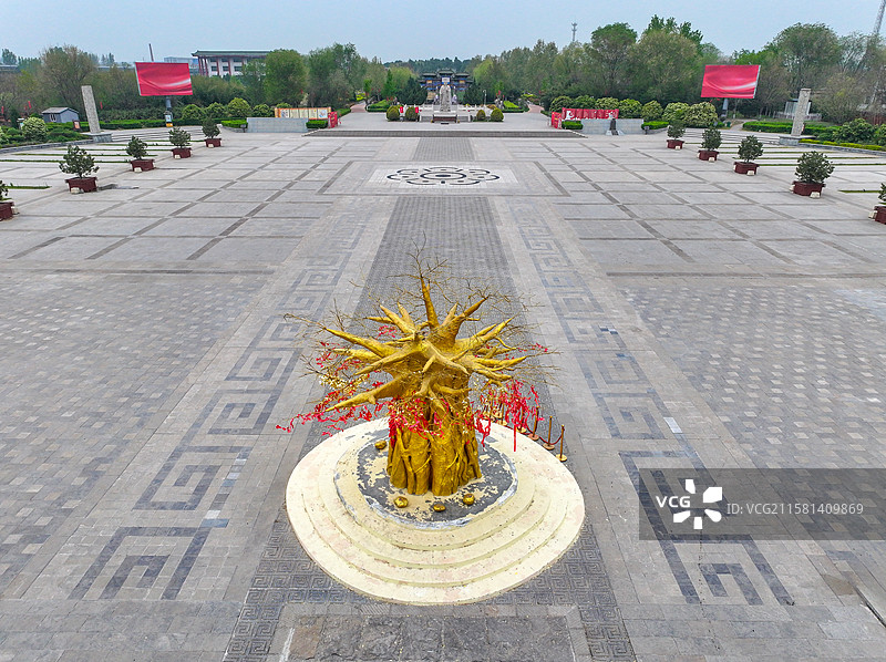 河南省新乡市卫辉比干庙航拍图片素材