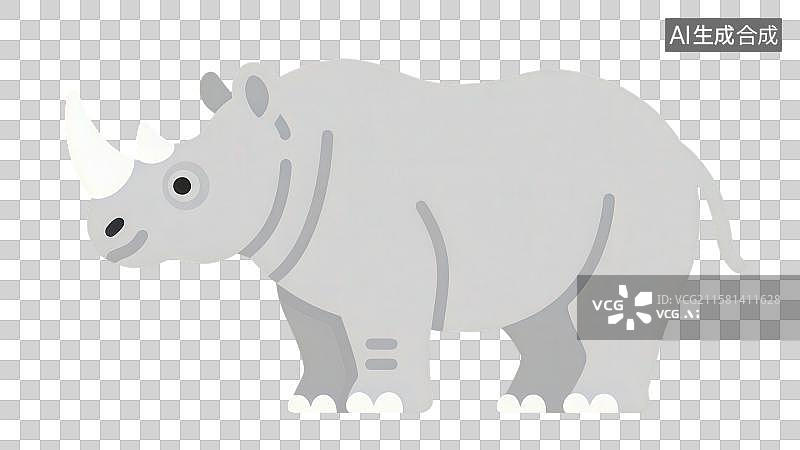 【AI数字艺术】3D渲染免抠图形元素卡通犀牛图片素材