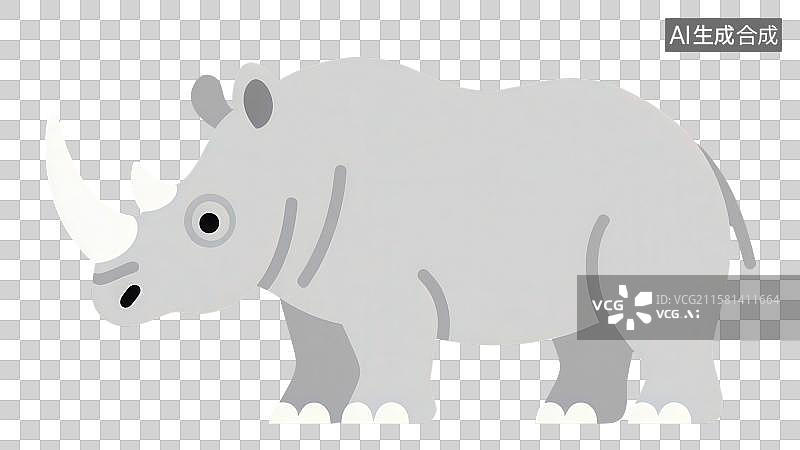 【AI数字艺术】3D渲染免抠图形元素卡通犀牛图片素材
