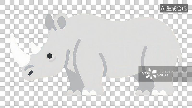 【AI数字艺术】3D渲染免抠图形元素卡通犀牛图片素材