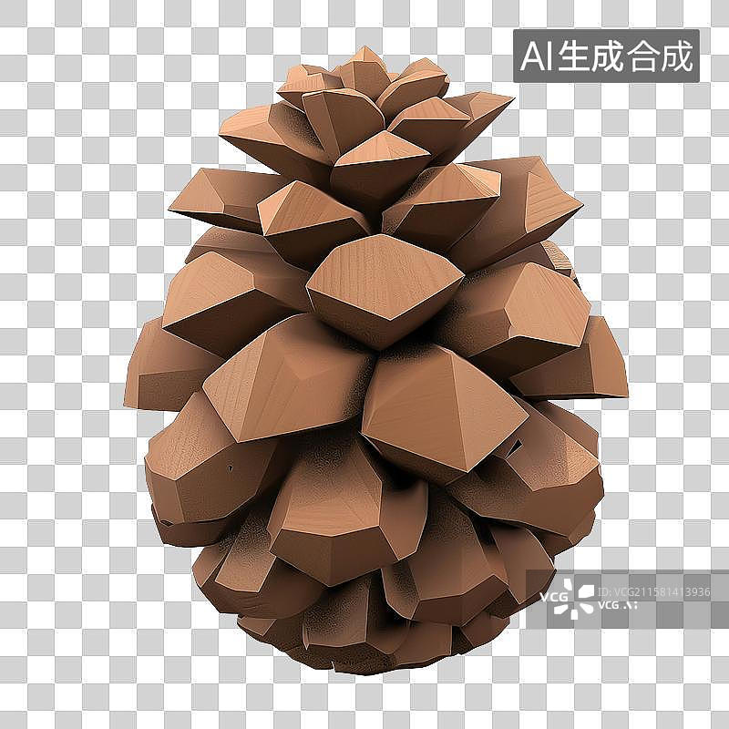 【AI数字艺术】3D风格秋天松果元素图片素材