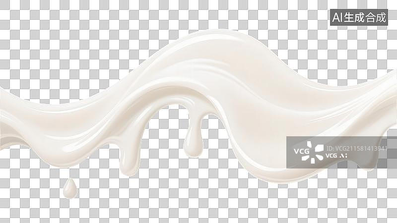 【AI数字艺术】3D渲染免抠图形元素手绘牛奶丝滑喷溅或酸奶奶或牛奶奶油状液体融化形状图片素材
