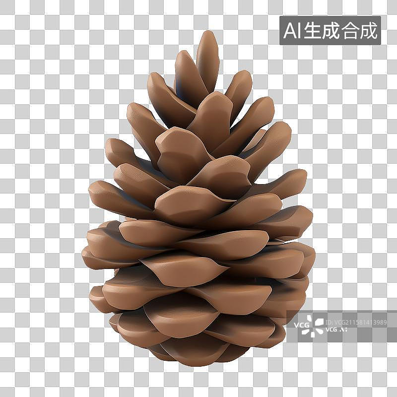 【AI数字艺术】3D风格秋天松果元素图片素材
