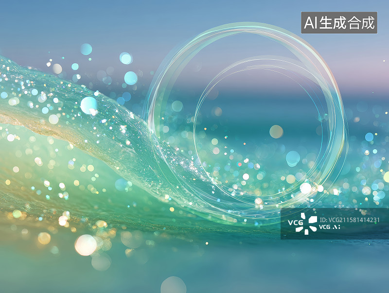 【AI数字艺术】波光粼粼的梦幻水波图片素材