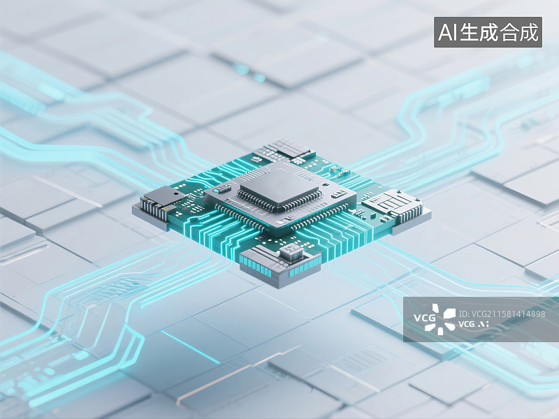 【AI数字艺术】芯片互联的未来世界图片素材