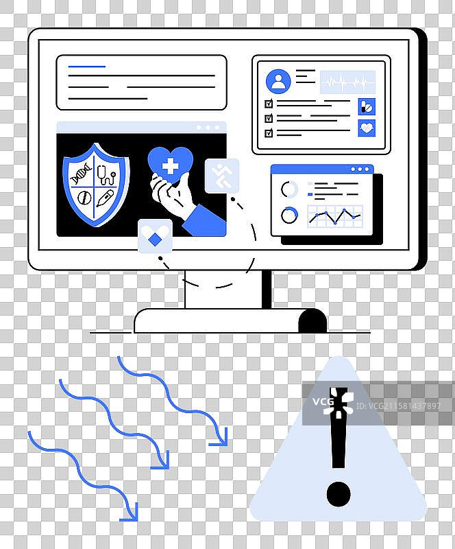 医疗数据接口警报与风险流程图片素材