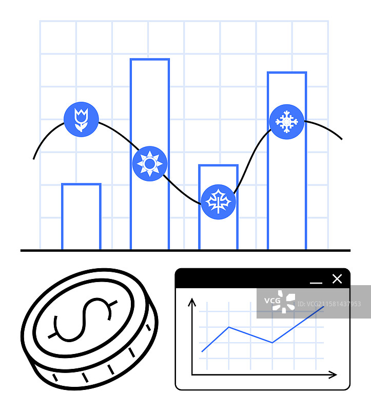 季节性趋势分析与增长图表图片素材
