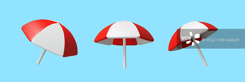 3D红色沙滩伞套装图片素材