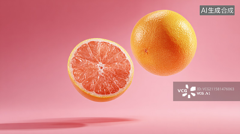 【AI数字艺术】漂浮的粉红柚子图片素材