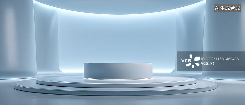 【AI数字艺术】未来感十足的白色舞台设计图片素材