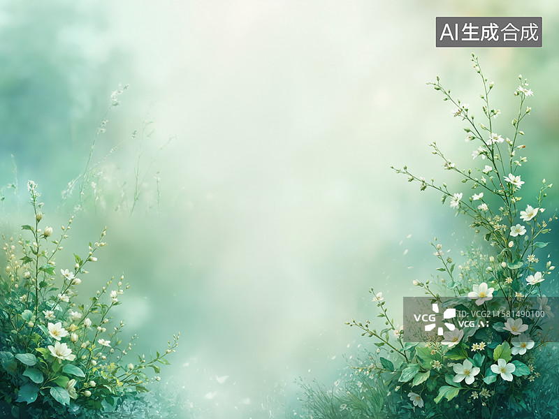 【AI数字艺术】晨雾花丛图片素材