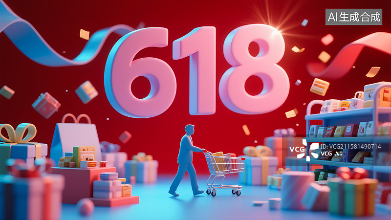 【AI数字艺术】电商节消费概念三维插画图片素材