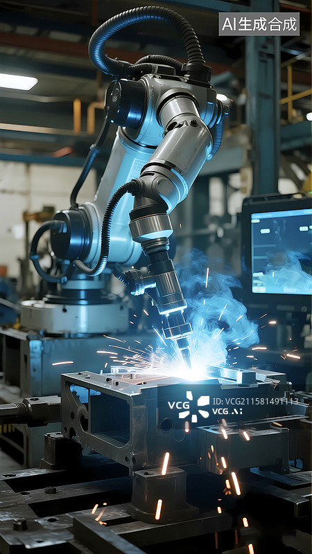 【AI数字艺术】车间工厂流水线智能科技制造业机器人图片素材