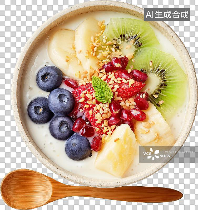 【AI数字艺术】酸奶水果碗图片素材