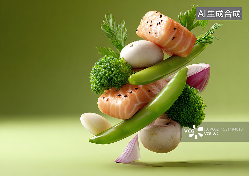 【AI数字艺术】健康减肥餐蔬菜和肉类蛋白质图片素材