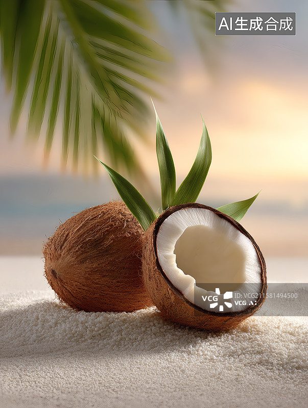 【AI数字艺术】一颗打开的椰子图片素材