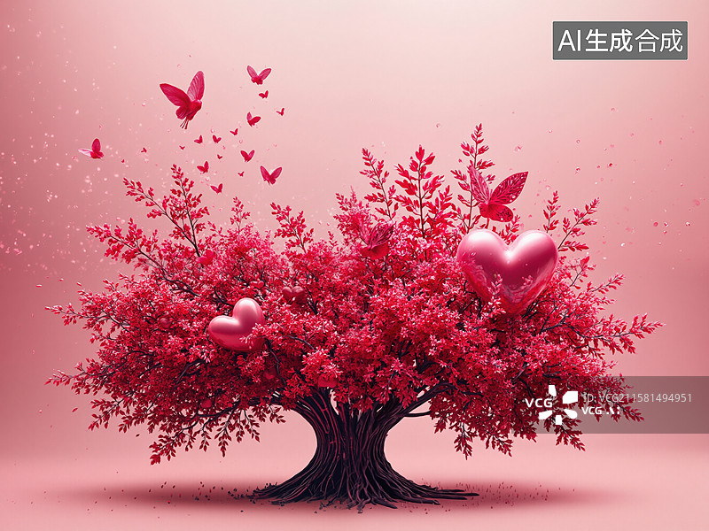 【AI数字艺术】浪漫爱情树图片素材