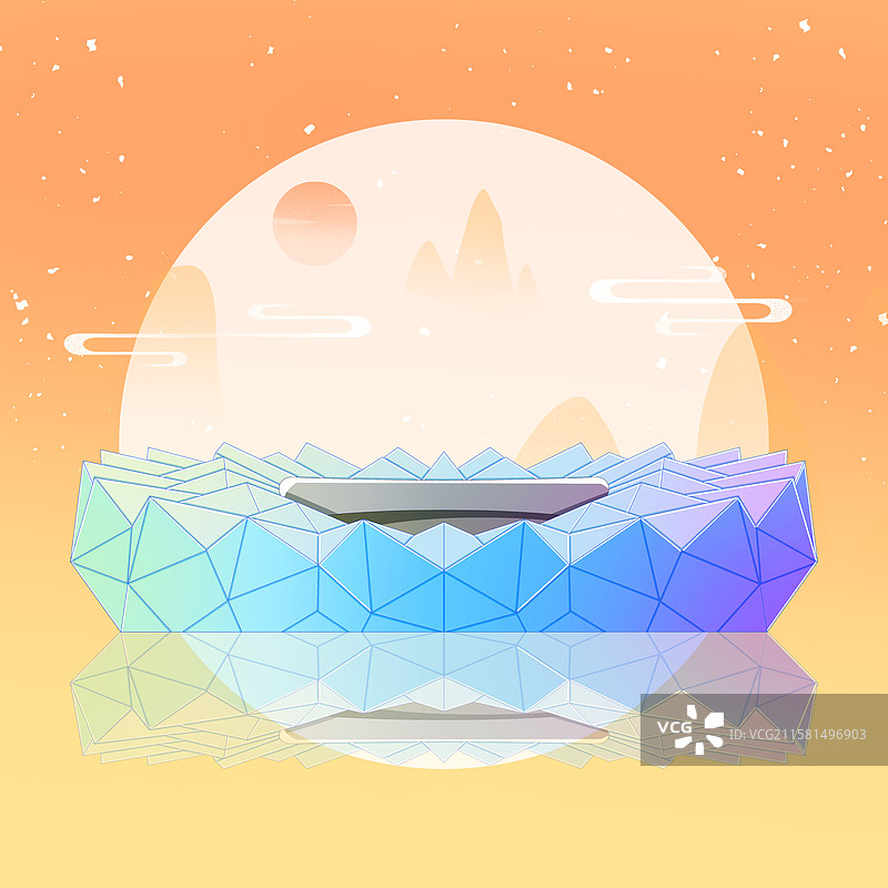 新中式国潮风城市系列插画广东深圳大运体育中心图片素材