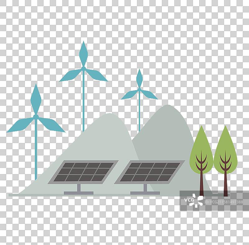 风车和太阳能光伏板图片素材