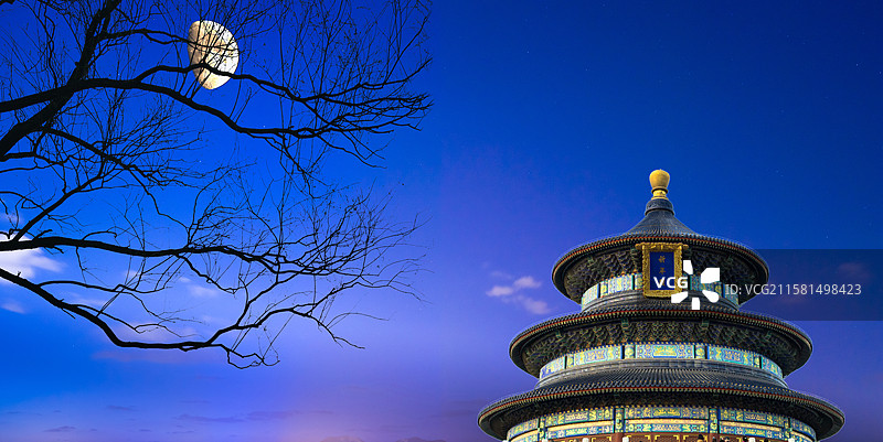 天坛月色图片素材